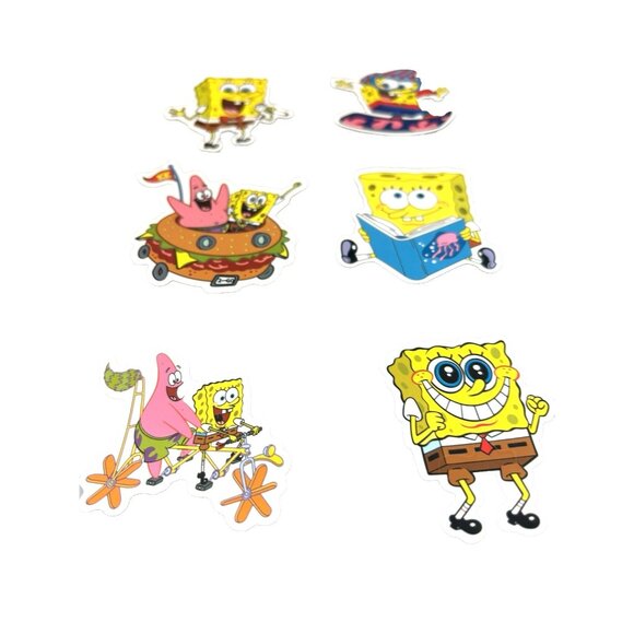 SpongeBob SquarePants 6pc Cartoon Vinyl Stickers For Kids Water Bottle Laptop - Picture 3 of 4